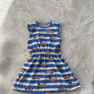 Mini Boden Blue and White Dachshund Print Dress